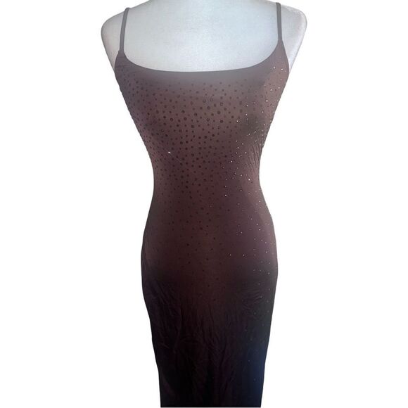 SKIMS x Swarovski Jelly Sheer Long Dress in Cocoa Sz Medium NWTs - Picture 6 of 10